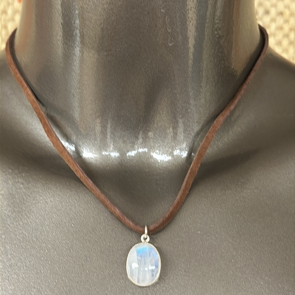 Sundance Moonstone charm leather cord Necklace. New with tags.